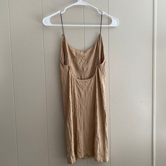Free People Intimately Seamless Slip Dress | Nude Beige Textured Bodycon Midi M/ - Picture 2 of 5